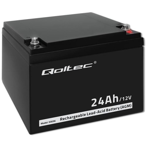 Qoltec Akumulator AGM  | 12V | 24Ah | max 360A
