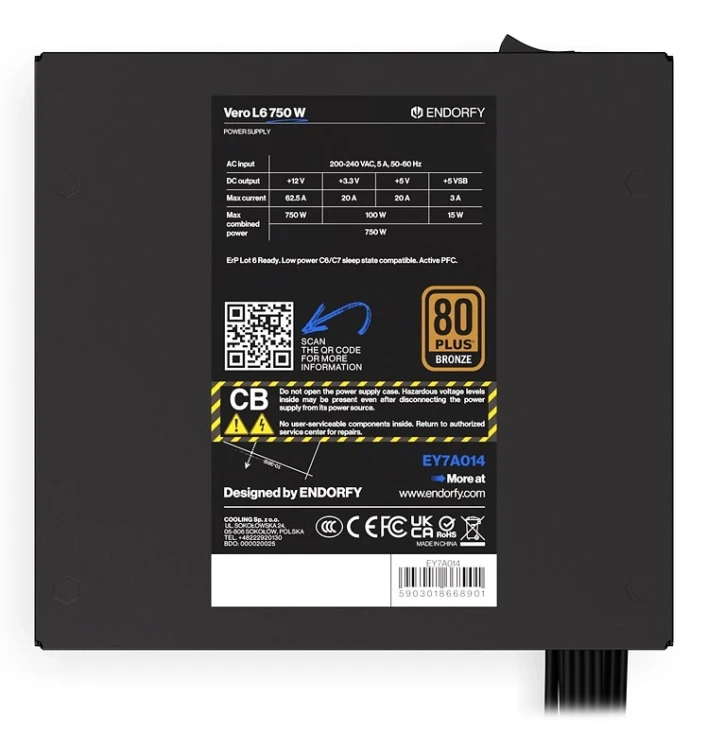 ENDORFY Vero L6 moduł zasilaczy 750 W 24-pin ATX ATX Czarny