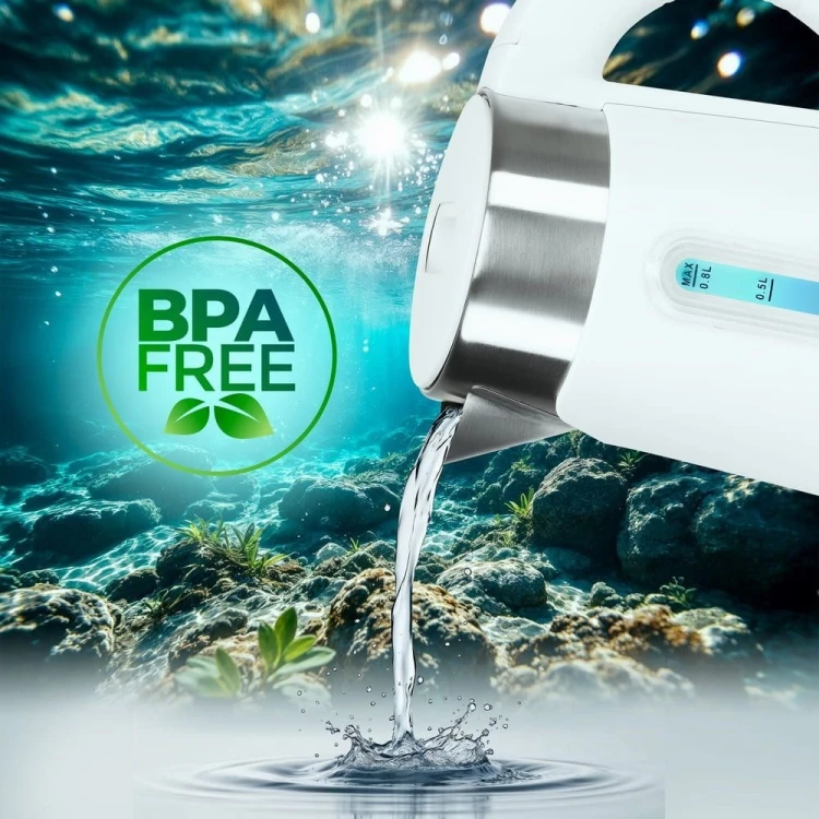 ELDOM CZAJNIK BEZPRZEWODOWY 185B TRIPO BIAŁY 1000W 0,8 L, BPA FREE, IZOLOWANY