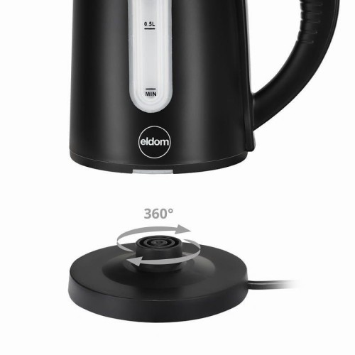 ELDOM CZAJNIK BEZPRZEWODOWY C185C TRIPO CZARNY 1000W 0,8 L, BPA-FREE, IZOLOWANY