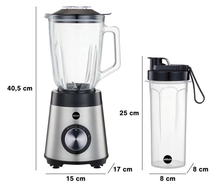 ELDOM BLENDER KIELICHOWY BK7S STALO 1000W 2 L , 22 000 OBR./MIN. KRUSZENIE LODU, BPA-FREE
