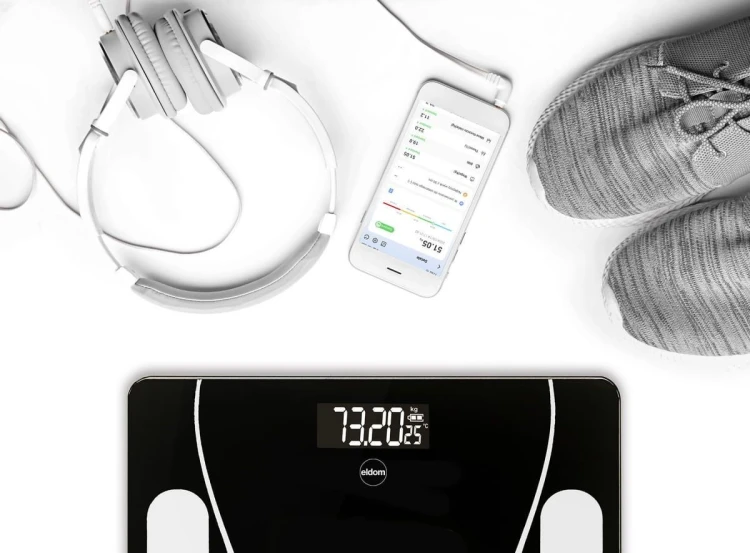 ELDOM INTELIGENTNA WAGA OSOBOWA TWO610 ILIIE DO 180 KG, WSKAŹNIK BMI ,BMR,LBM APLIKACJA KOMPATYBILNA Z SYSTEMAMI ANDROID ORAZ