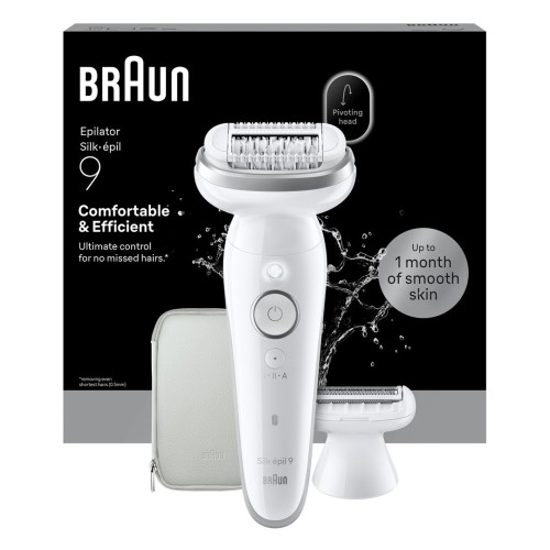 Braun Silk-épil 9 SES9-030 | Epilator | Operating time (max) 50 min | Number of power levels 2 | Wet & Dry | White/Silver