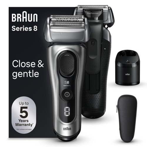 Braun Series 8 8567cc Golarka foliowa Przycinarka Czarny, Srebrny