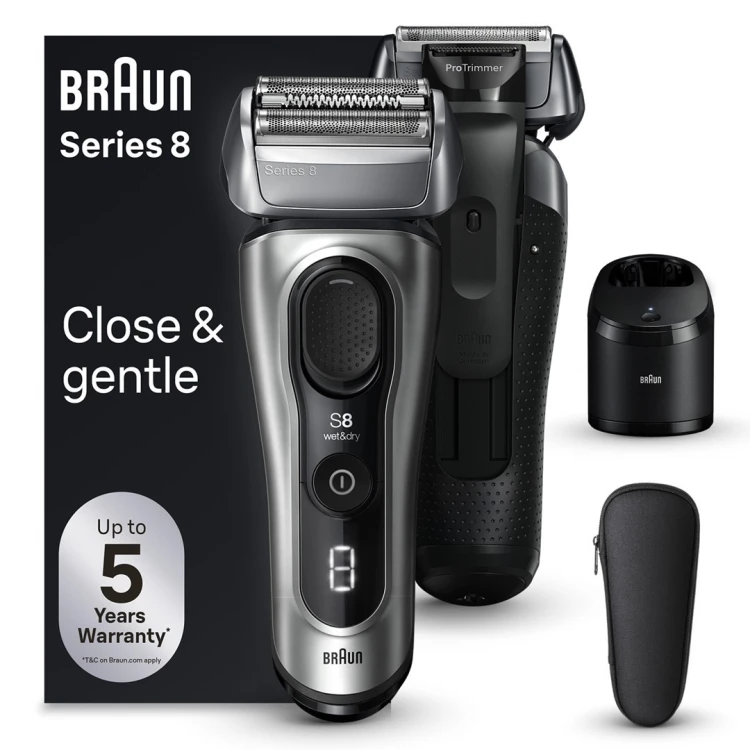 Braun Series 8 8567cc Golarka foliowa Przycinarka Czarny, Srebrny