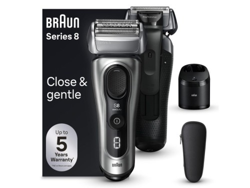 Braun Series 8 8567cc Golarka foliowa Przycinarka Czarny, Srebrny