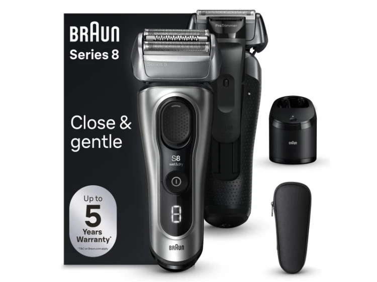 Braun Series 8 8567cc Golarka foliowa Przycinarka Czarny, Srebrny