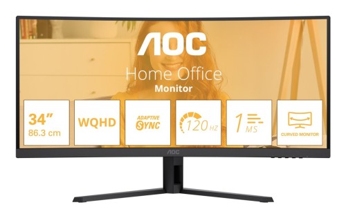 AOC B3 CU34B3E monitor komputerowy 86,4 cm (34") 3440 x 1440 px Wide Quad HD LED Czarny