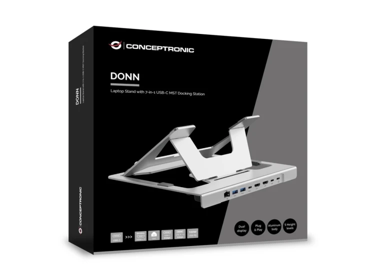 Conceptronic DONN35S stojak na laptop Podstawka na notebooka Srebrny