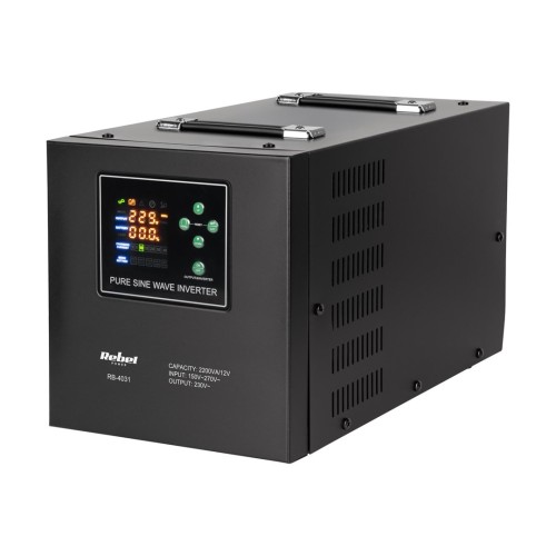 Zasilacz awaryjny Rebel POWER-2200-LFP4 - przetwornica z czystym przebiegiem sinusoidalnym i funkcją ładowania 12V 230V 2200VA/1600W