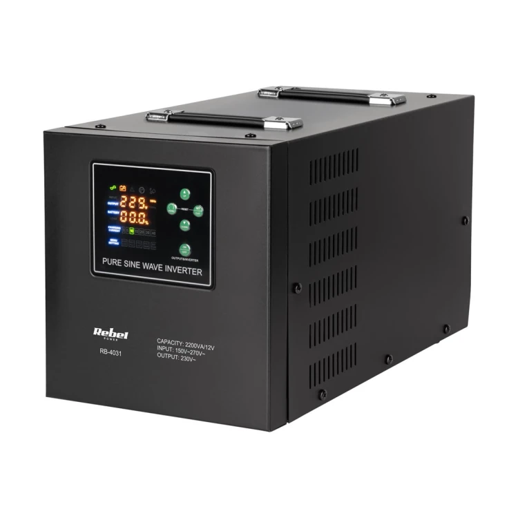 Zasilacz awaryjny Rebel POWER-2200-LFP4 - przetwornica z czystym przebiegiem sinusoidalnym i funkcją ładowania 12V 230V 2200VA/1600W
