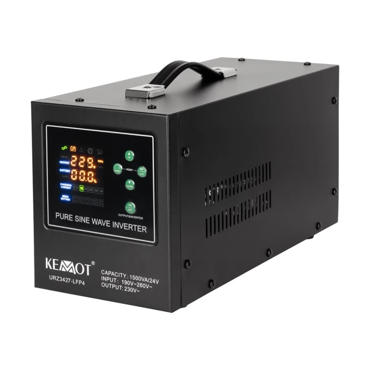 Zasilacz awaryjny KEMOT PROsinus-1500/24-LFP4  przetwornica z czystym przebiegiem sinusoidalnym i funkcją ładowania  24V 230V 1500VA/1050W