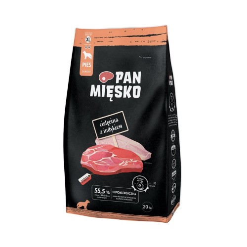 Pan Mięsko Karma sucha dla psa Cielęcina z indykiem (dorosły) chrupki XL 20kg
