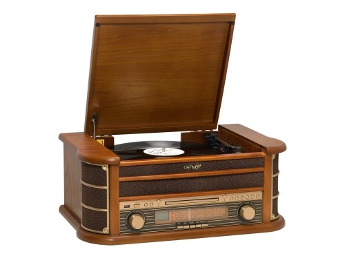 Gramofon Denver MCR-50MK3 Retro - drewno Wood Dark (FM, CD, USB)