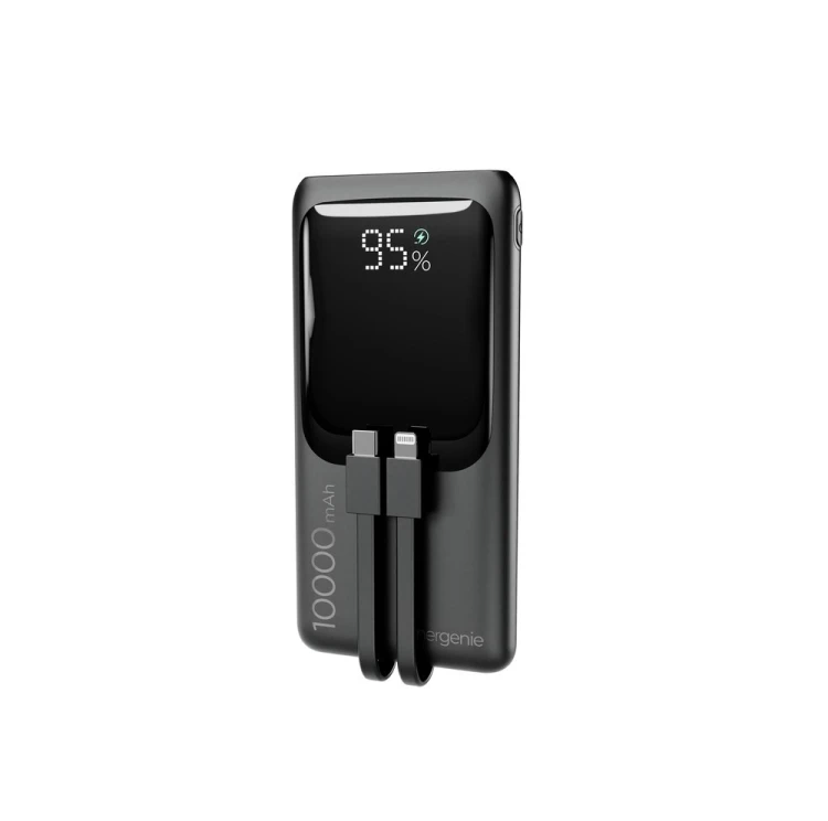 GEMBIRD POWERBANK O POJEMNOŚCI 10000MAH Z WYŚWIETLACZEM LCD ZINTEGROWANYMI KABLAMI SZYBKIM ŁADOWANIEM QC3.0 20W