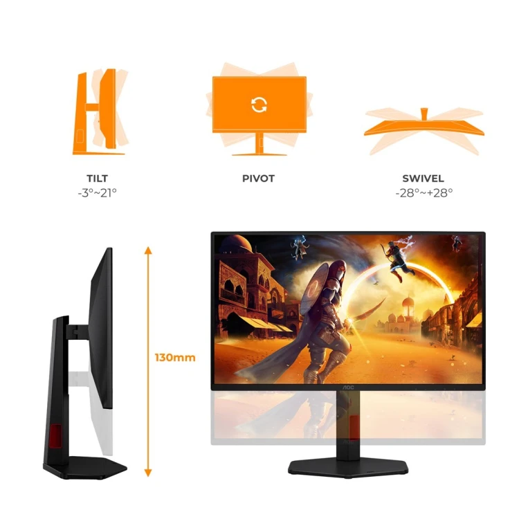 AOC G4 25G4ZR monitor komputerowy 62,2 cm (24.5") 1920 x 1080 px Czarny, Czerwony
