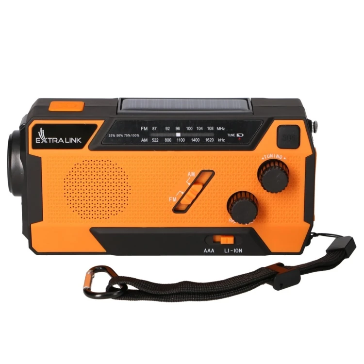 Extralink EX.93746 RADIO AWARYJNE SOLARNE Z KORBKA DYNAMO POWERBANK 4000MAH Z LATARKA SOS SR-4000 Przenośny Analogowy