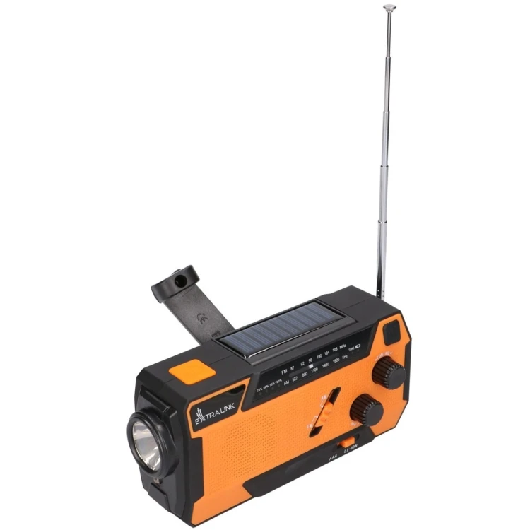 Extralink EX.93746 RADIO AWARYJNE SOLARNE Z KORBKA DYNAMO POWERBANK 4000MAH Z LATARKA SOS SR-4000 Przenośny Analogowy