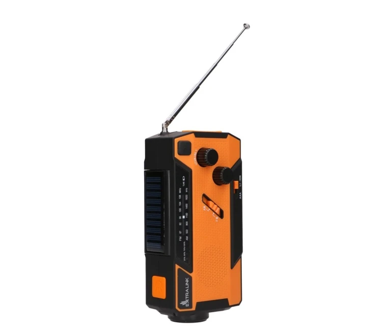 Extralink EX.93746 RADIO AWARYJNE SOLARNE Z KORBKA DYNAMO POWERBANK 4000MAH Z LATARKA SOS SR-4000 Przenośny Analogowy