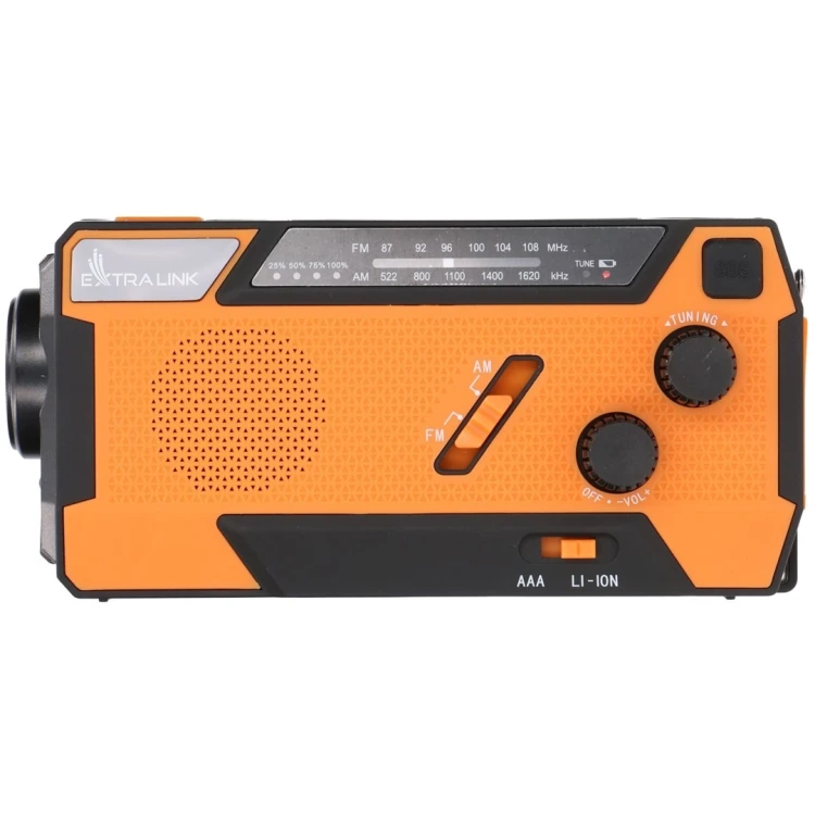 Extralink EX.93746 RADIO AWARYJNE SOLARNE Z KORBKA DYNAMO POWERBANK 4000MAH Z LATARKA SOS SR-4000 Przenośny Analogowy