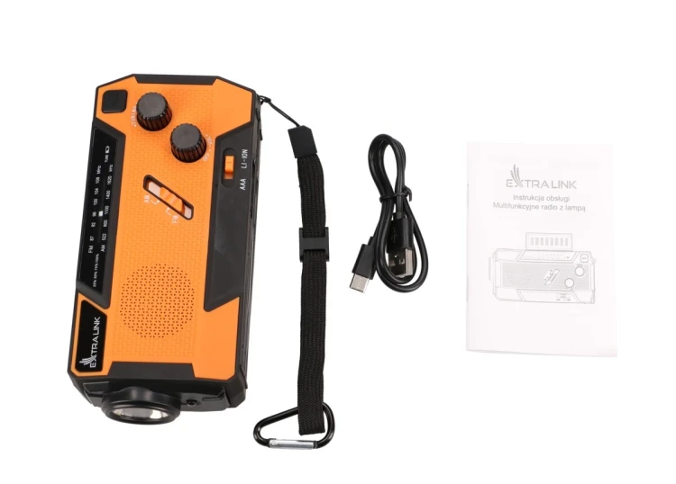 Extralink EX.93746 RADIO AWARYJNE SOLARNE Z KORBKA DYNAMO POWERBANK 4000MAH Z LATARKA SOS SR-4000 Przenośny Analogowy