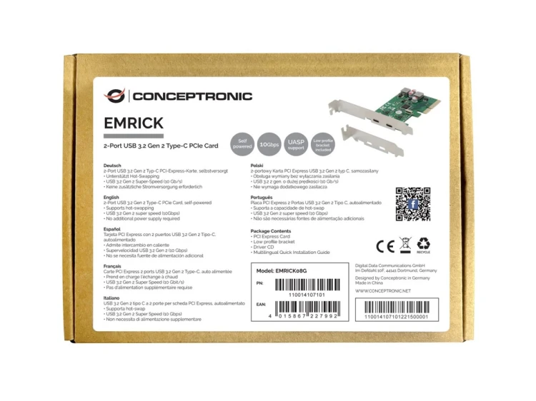 Conceptronic EMRICK08G adapter Wewnętrzny USB 3.2 Gen 2 (3.1 Gen 2)