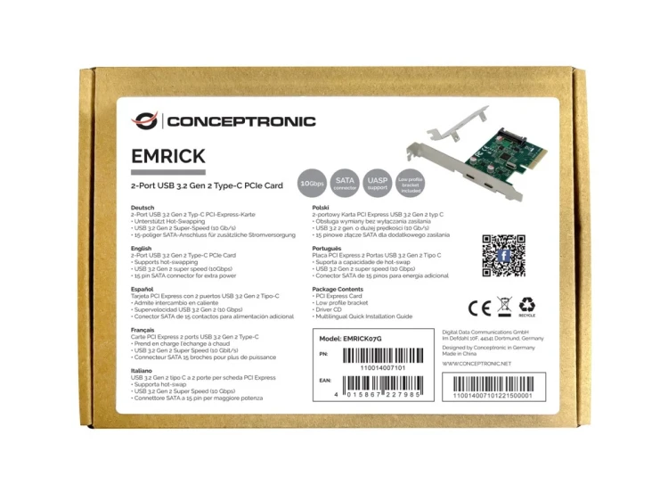 Conceptronic EMRICK07G adapter Wewnętrzny USB 3.2 Gen 2 (3.1 Gen 2)
