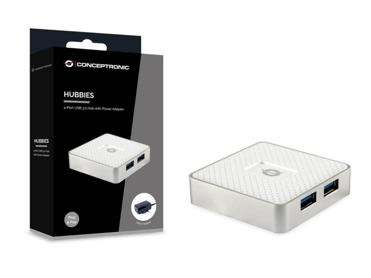Conceptronic HUBBIES03W huby i koncentratory USB 3.2 Gen 1 (3.1 Gen 1) Micro-B 5000 Mbit/s Biały