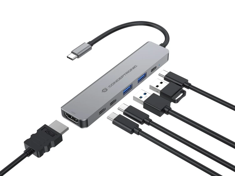 Conceptronic DONN33G stacja dokująca Przewodowa USB 3.2 Gen 1 (3.1 Gen 1) Type-C Srebrny