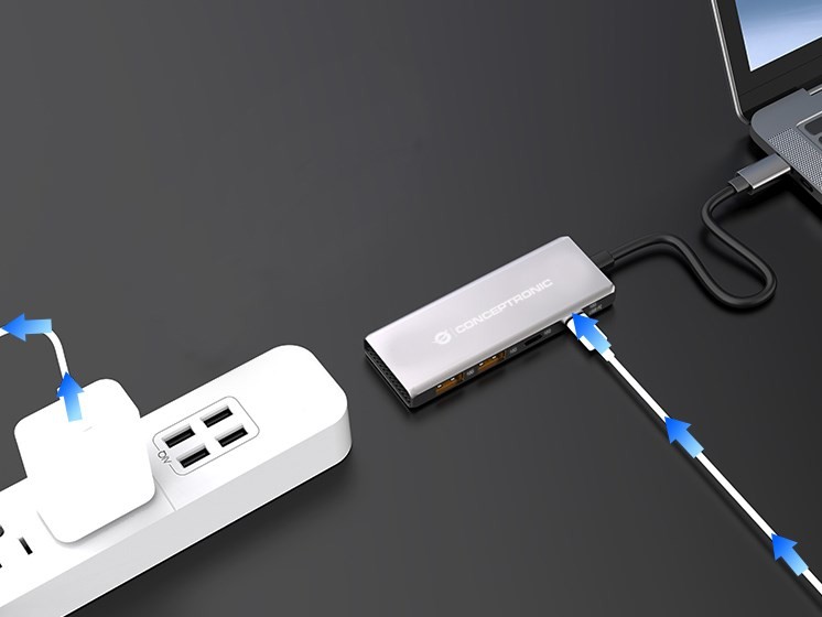 Conceptronic HUBBIES15G huby i koncentratory USB 3.2 Gen 2 (3.1 Gen 2) Type-C 10000 Mbit/s Szary