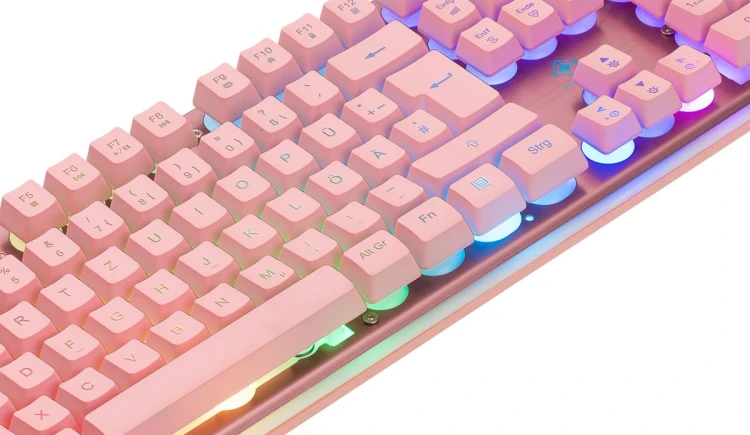 Deltaco Gaming GAM-021-RGB-P-DE klawiatura USB QWERTZ Niemiecki Różowy
