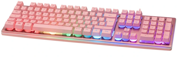 Deltaco Gaming GAM-021-RGB-P-DE klawiatura USB QWERTZ Niemiecki Różowy