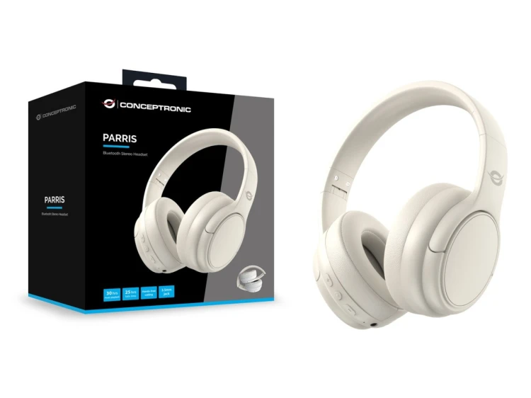 Conceptronic PARRIS03C słuchawki/zestaw słuchawkowy Przewodowy i Bezprzewodowy Opaska na głowę Muzyka Bluetooth Kremowy