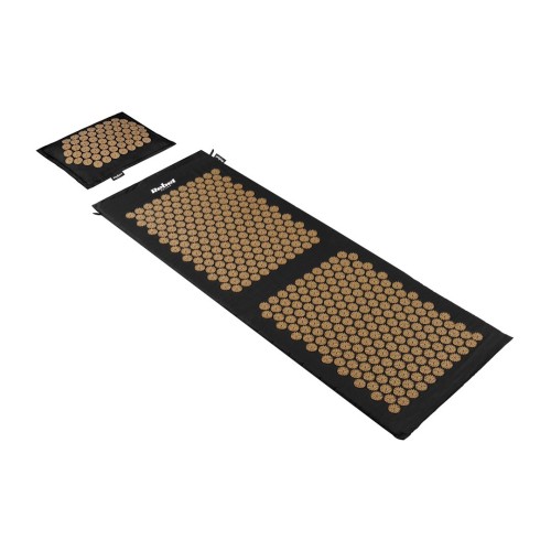 Mata zdrowotna ECO z kolcami do akupresury z poduszką, 130x50cm, XXL, złote kolce,  Rebel Active
