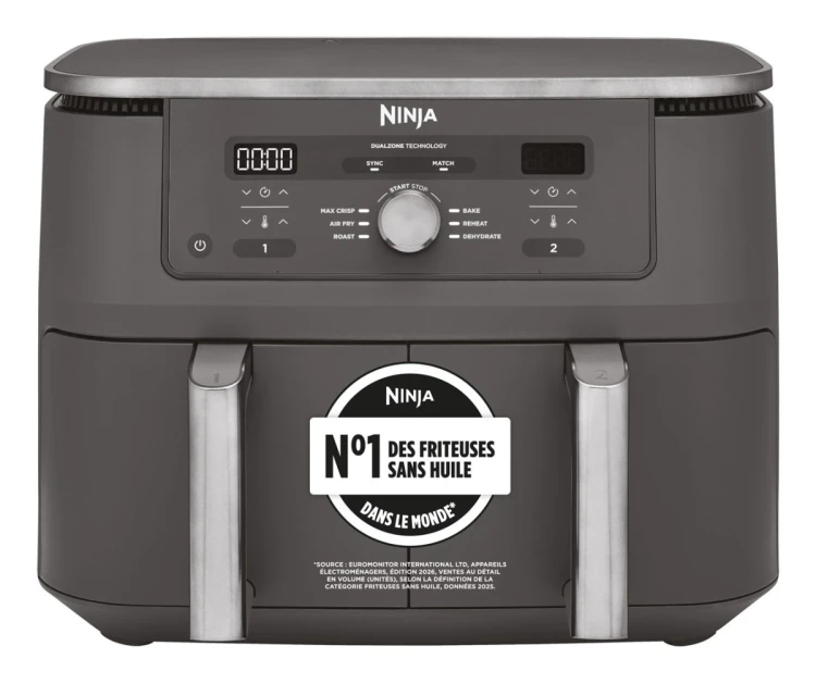 Ninja DZ400EU frytkownica Podwójny 9,5 l Autonomiczny 2470 W Frytkownica na gorące powietrze Szary