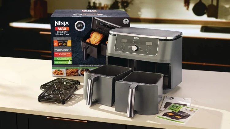 Ninja DZ400EU frytkownica Podwójny 9,5 l Autonomiczny 2470 W Frytkownica na gorące powietrze Szary