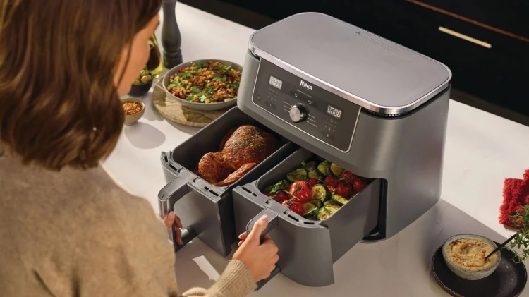 Ninja DZ400EU frytkownica Podwójny 9,5 l Autonomiczny 2470 W Frytkownica na gorące powietrze Szary