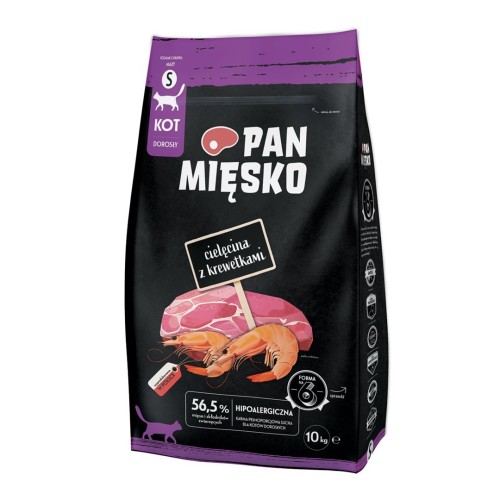 Pan Mięsko Karma sucha dla kota Cielęcina z krewetkami (dorosły) chrupki S 10kg
