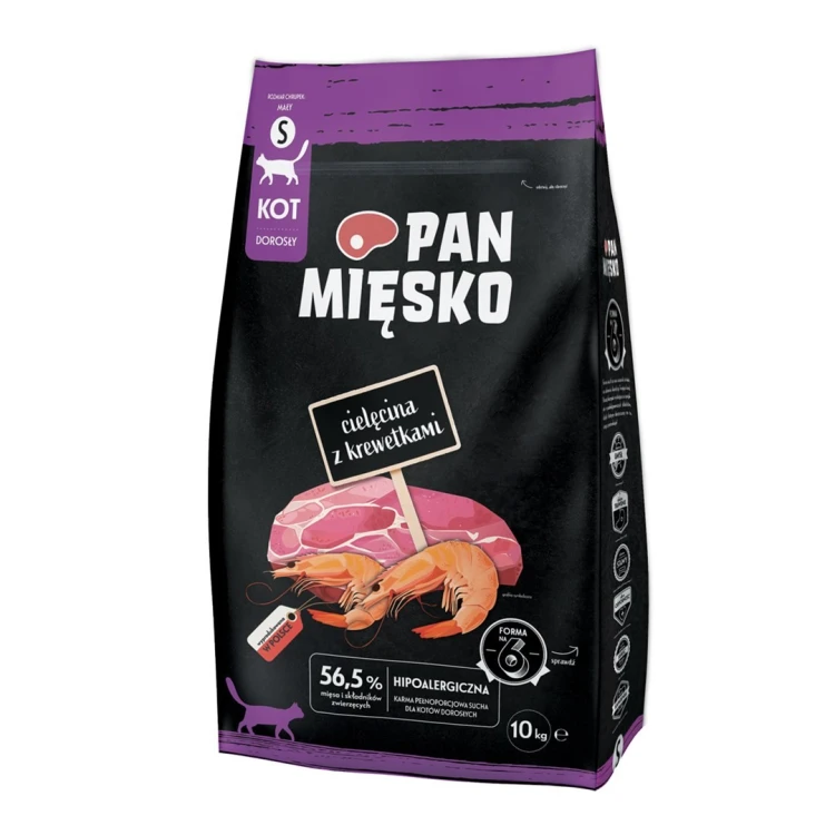 Pan Mięsko Karma sucha dla kota Cielęcina z krewetkami (dorosły) chrupki S 10kg