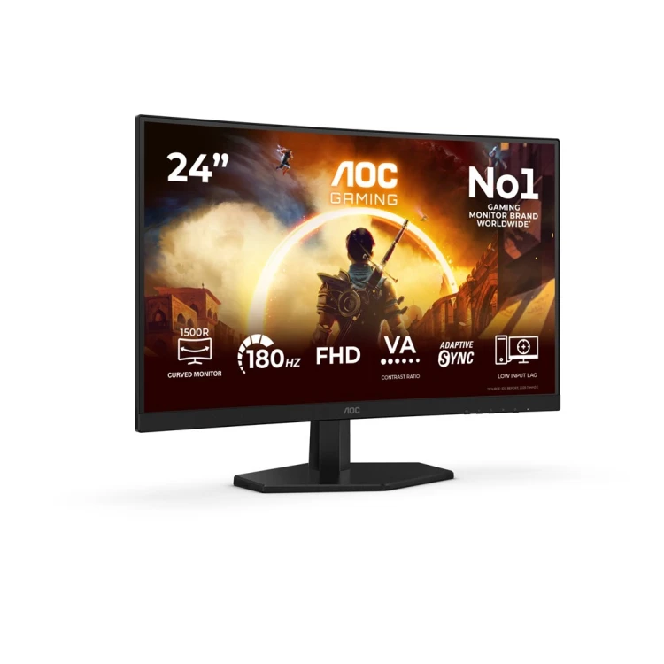 AOC G4 23.6" VA FHD 180Hz monitor komputerowy 59,9 cm (23.6") 1920 x 1080 px Full HD LCD Czarny, Czerwony