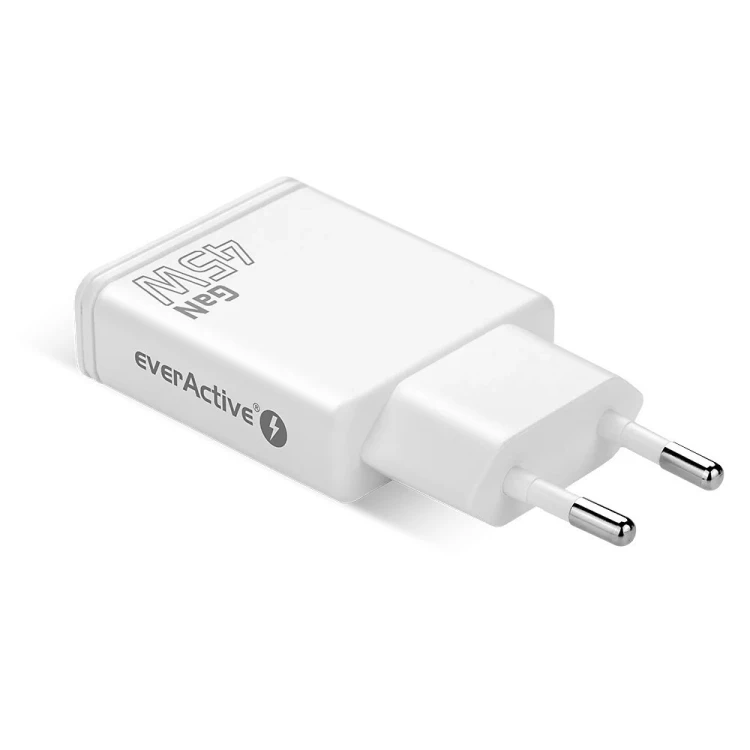 EVERACTIVE ŁADOWARKA SIECIOWA GAN SUPER SLIM 2X USB-C PD 45W BIAŁA SC-465Q