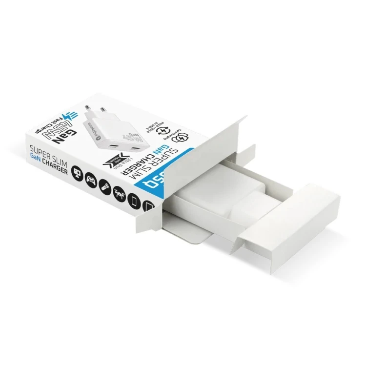 EVERACTIVE ŁADOWARKA SIECIOWA GAN SUPER SLIM 2X USB-C PD 45W BIAŁA SC-465Q