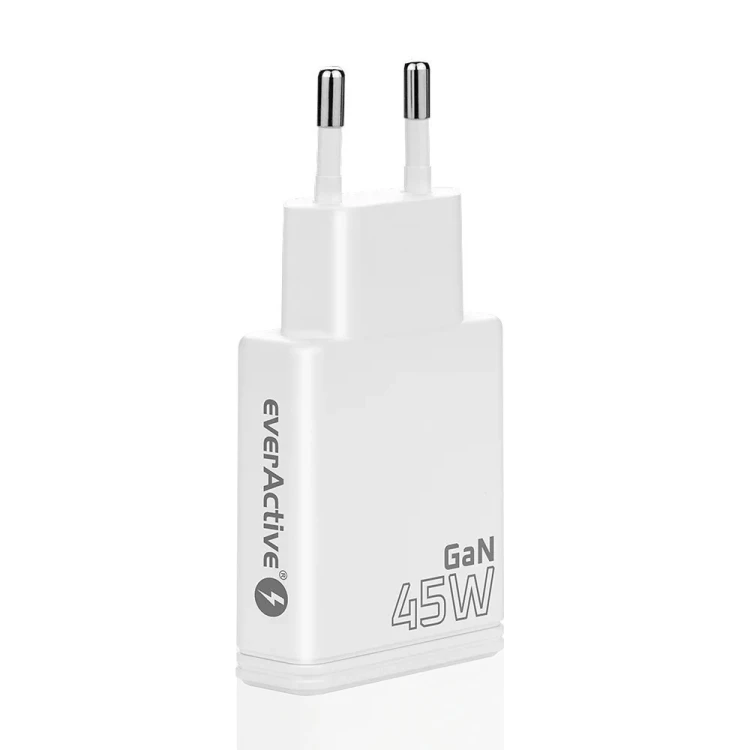 EVERACTIVE ŁADOWARKA SIECIOWA GAN 1 X USB, 1 X USB-C QUICK CHARGE 3.0 45W BIAŁA SC-460Q