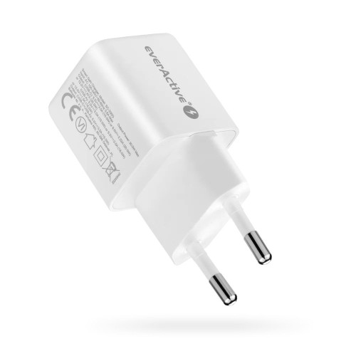 EVERACTIVE ŁADOWARKA SIECIOWA GAN 1 X USB, 1 X USB-C QUICK CHARGE 3.0 20W BIAŁA SC-330Q