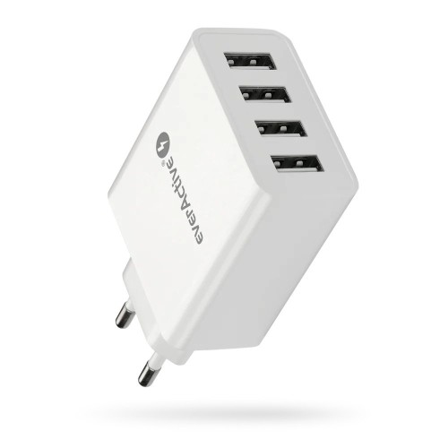 EVERACTIVE ŁADOWARKA SIECIOWA 4XUSB 5A - BIAŁA SC-400