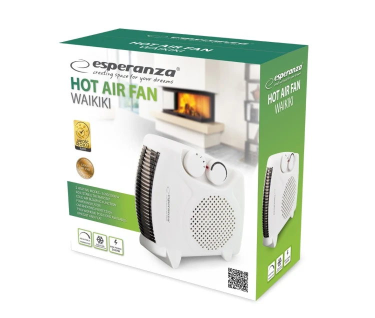 Termowentylator Esperanza Waikiki EHH004 (2000W; 3 stopnie grzania; kolor biały)