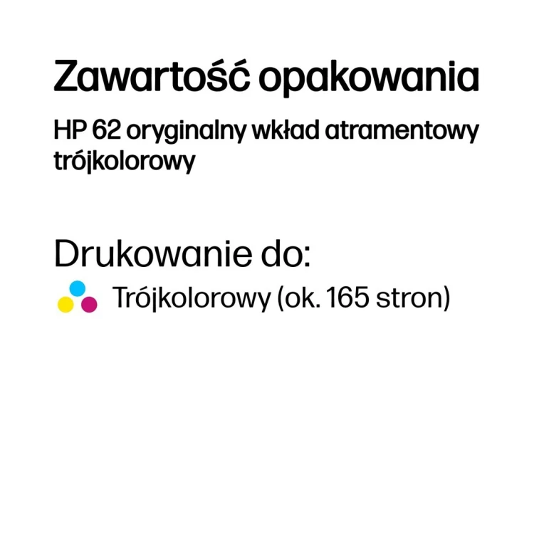 HP 62 oryginalny wkład atramentowy trójkolorowy