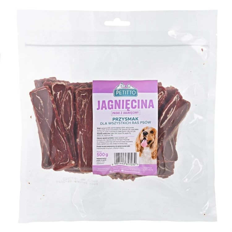 PETITTO Paski z Jagnięciny i Dorsza dla psa 500g