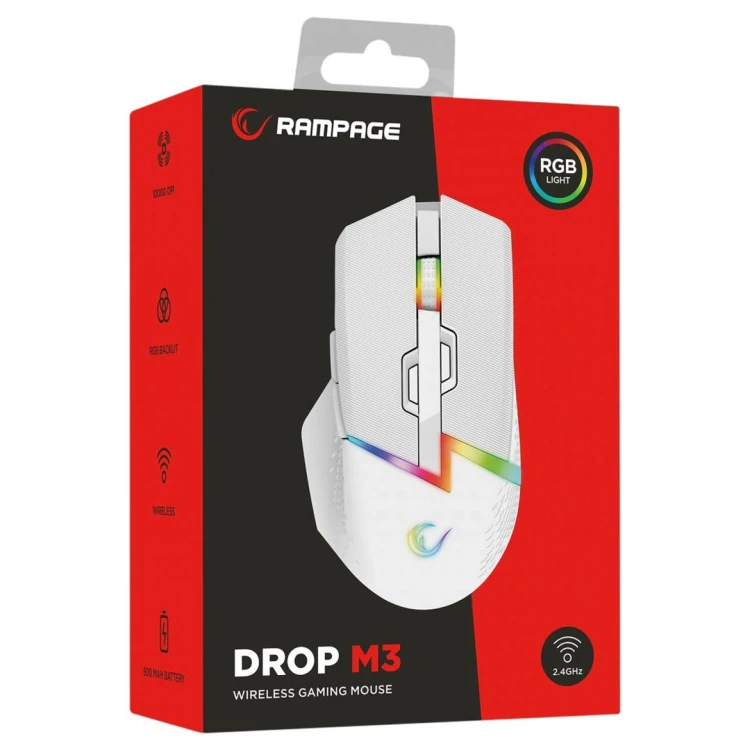 RAMPAGE MYSZ BEZPRZEWODOWA DROP M3 V2 24000 DPI WHITE