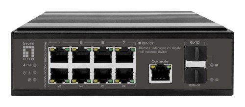 LevelOne IGP-1091 Zarządzany L3 2.5G Ethernet (100/1000/2500) Obsługa PoE Montaż na biurku/ścianie Czarny